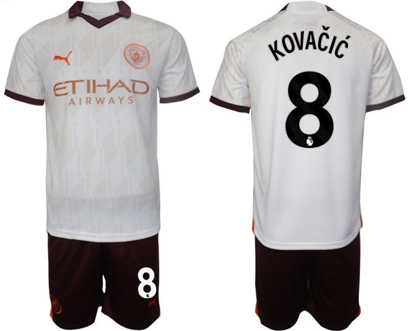 Men 2023-2024 Club Manchester City away white #8 Soccer Jersey